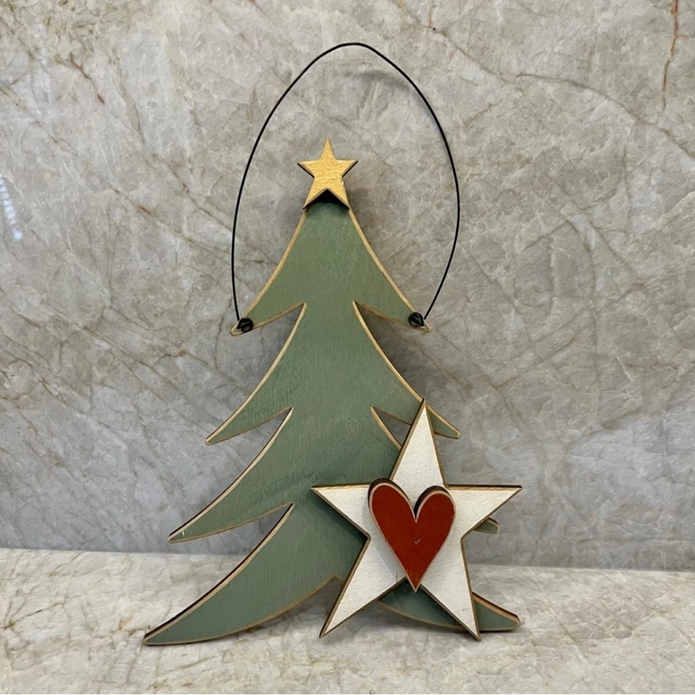 Painted Wooden Christmas Tree Decoration
